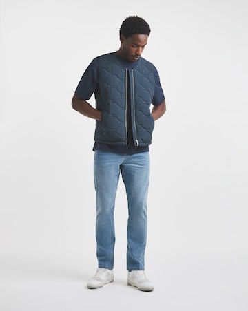 Union Embroid T-Shirt Long Length-Navy