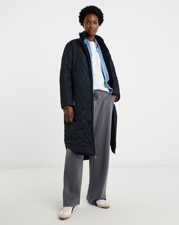 Dark Navy Reversible Borg Quilted Coat