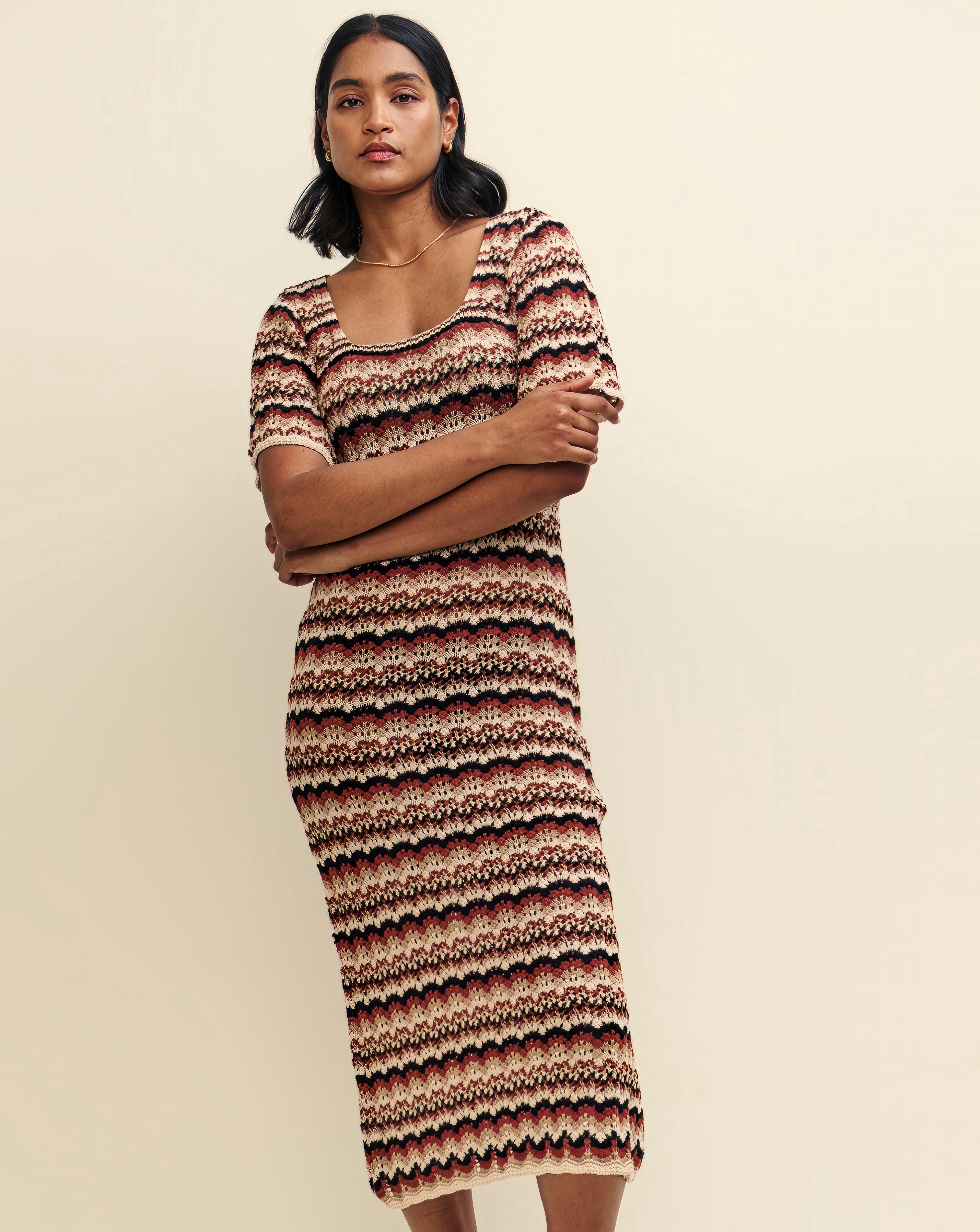 Nobody's Child Mock-Crochet Knitted Midi Dress | JD Williams