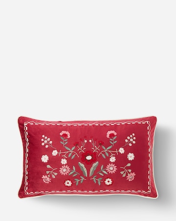 Clara Velvet Boudoir Cushion with Floral Embroidery