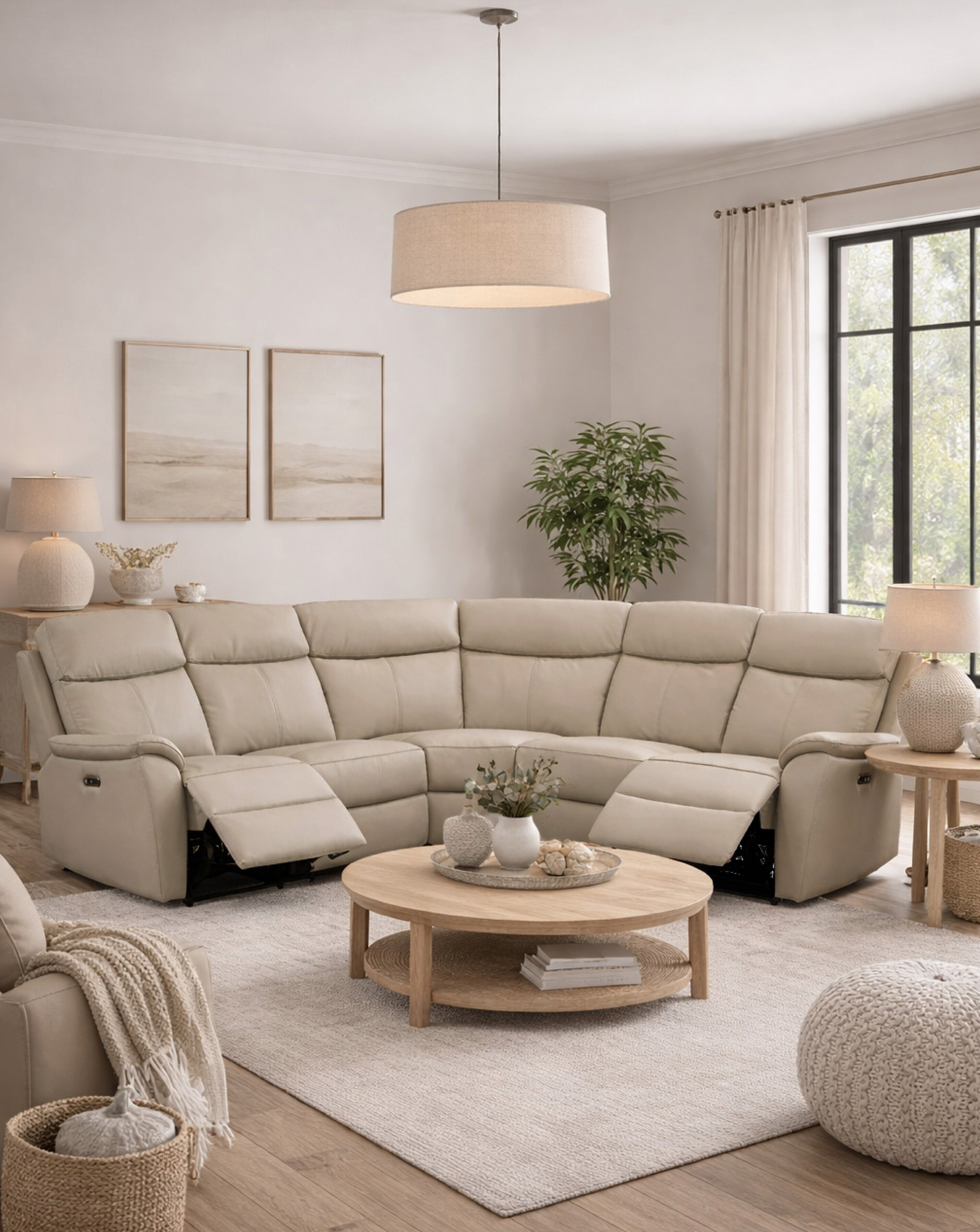 Aspire Kingsmere Leather Power Recliner Corner Sofa