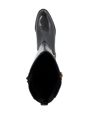 Dune Taylyn Knee High Leather Buckle Boots Wide Fit