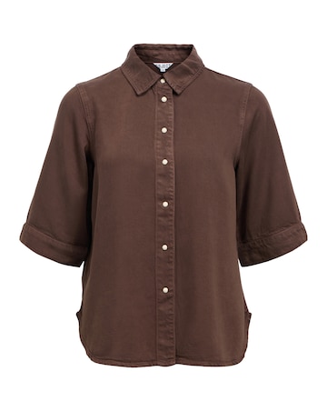 OBJECT Brown Half Sleeve Denim Shirt