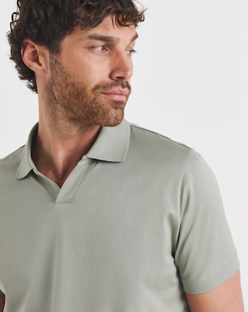 Folio Mercerised Supima Trophy Neck Polo- Sage