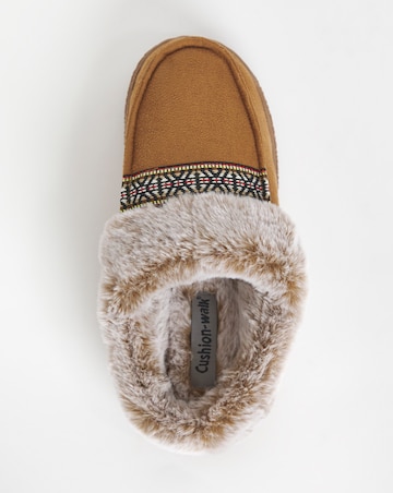 Cushion Walk Faux Fur Cosy Stitch Slippers E Fit