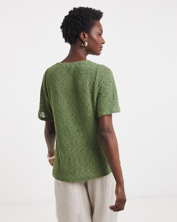 Khaki Boucle Angel Sleeve Top