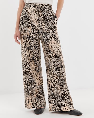 Animal Print Textured Wide Leg Trouser