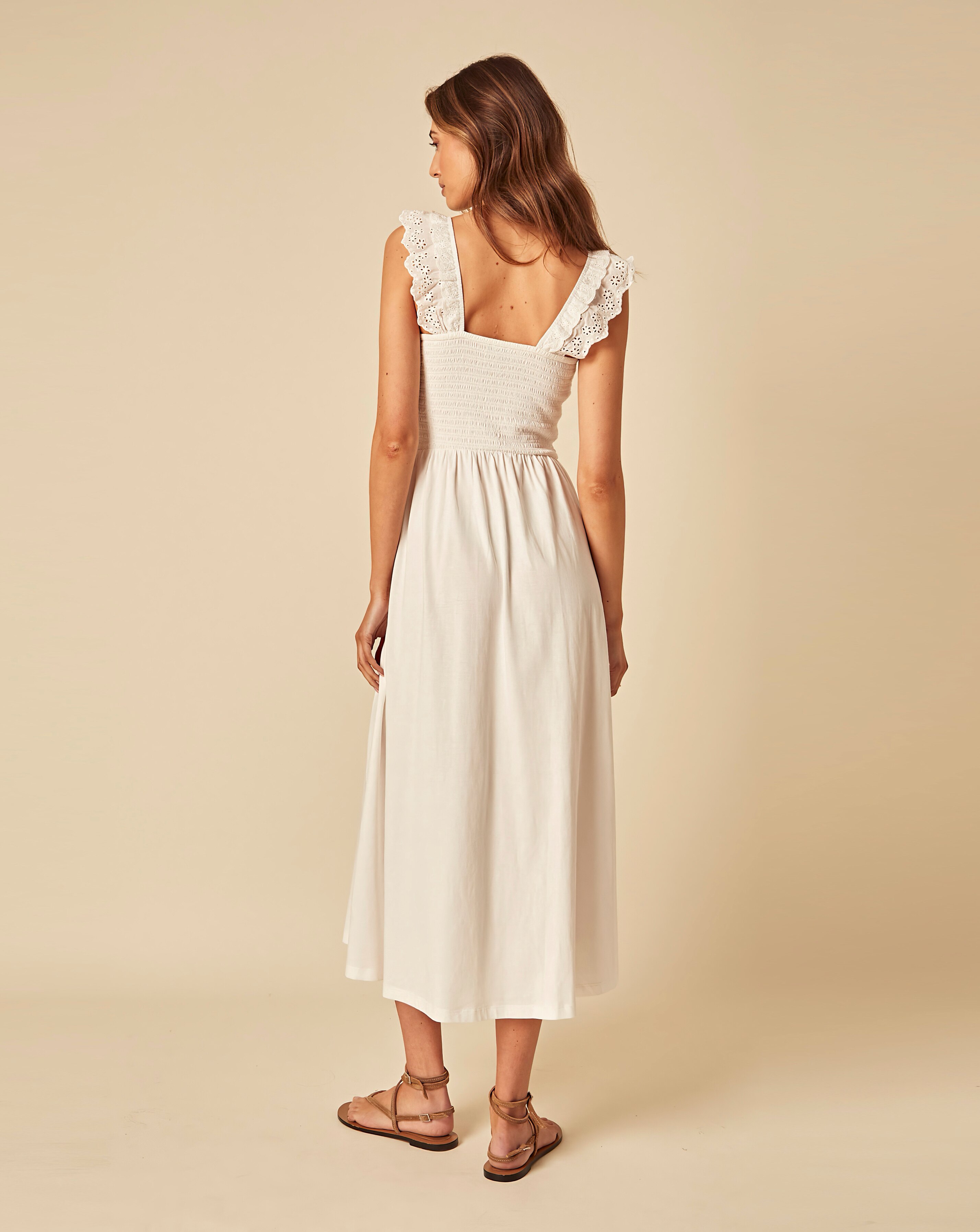 Nobody's Child Rita Broderie Jersey Mix Midi Dress - White | JD