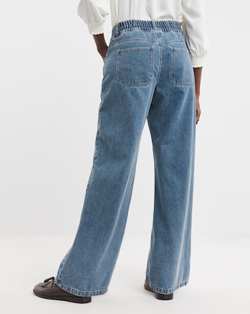 Authentic Blue Elasticated Wide Leg Jeans