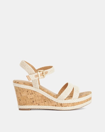 Dune Kipling Ecru Wedge Sandals - Wide Fit (E)