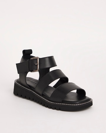 Lyla Leather Chunky Buckle Sandals Extra Wide EEE Fit