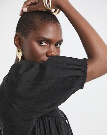 Pure Cotton Textured Tie Front Top