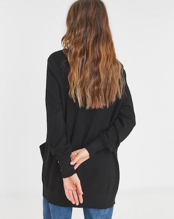 Black Longline Edge to Edge Cardigan