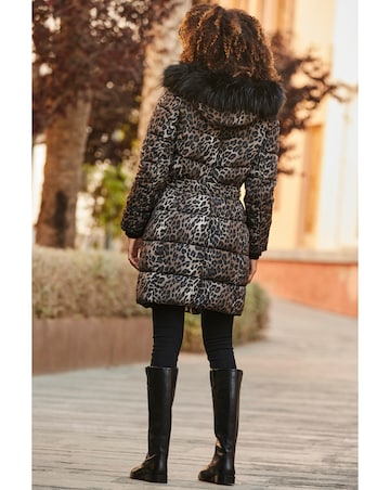 Sosandar Animal Print Padded Coat