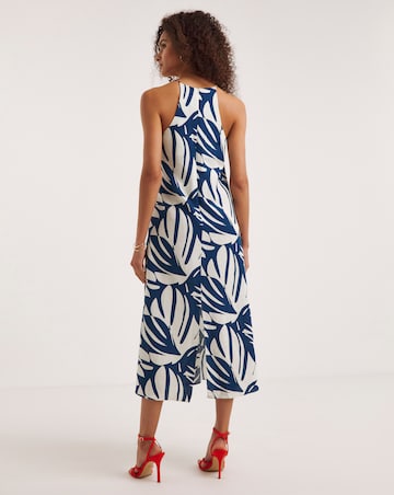 Ro&Zo Palm Print Linen Blend Cami Dress