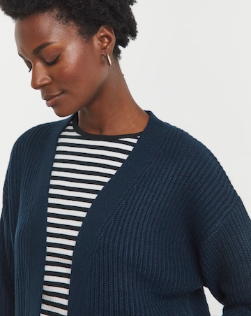 Navy Fisherman Rib Cardigan