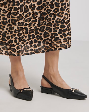 Sylvia Flat Slingback Shoes With Trim Detail - Wide Fit (E)