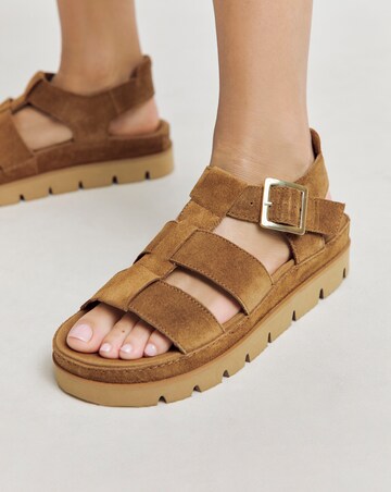 Sakura Fisherman Suede Flatform Sandals - Wide Fit (E)