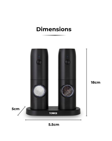 Tower Rechargeable Salt & Pepper Mill Black