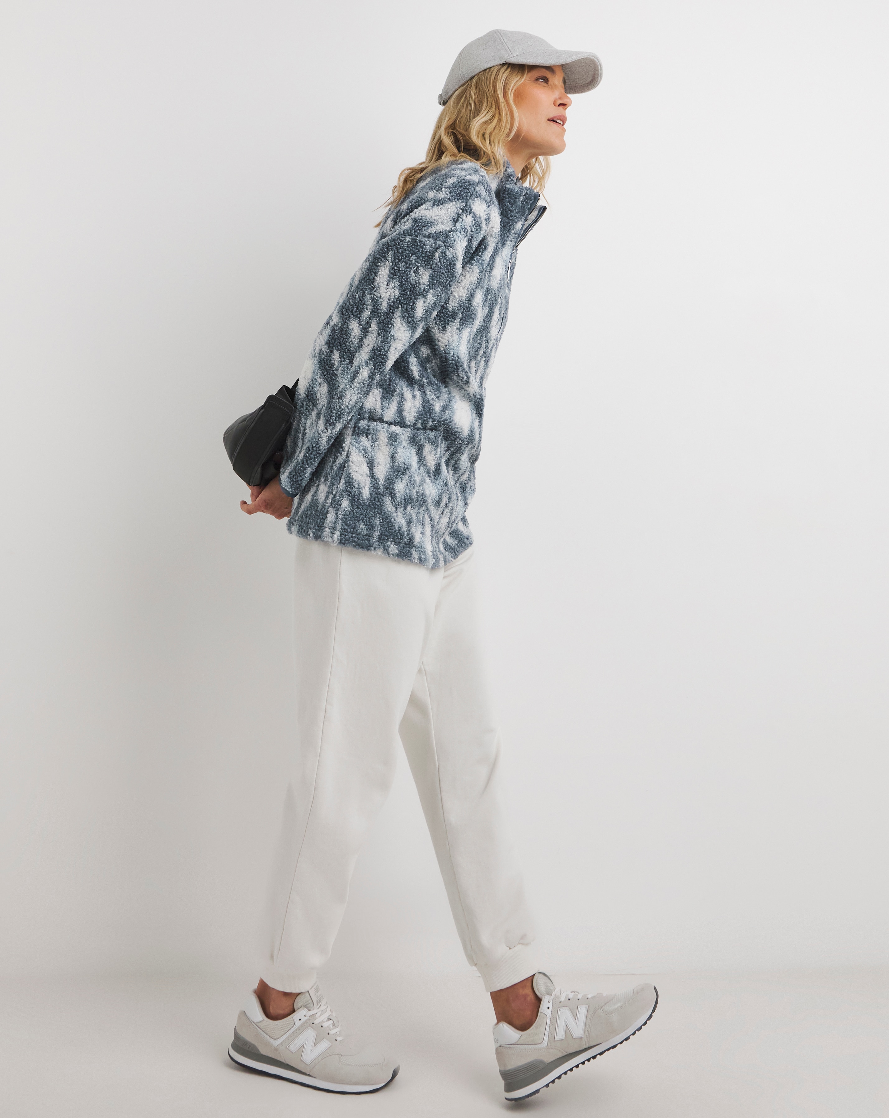 Aztec Borg Longline Quarter Zip Jacket | JD Williams