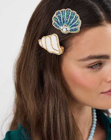 Accessorize 2-Pack Beaded Shell Hair Clips