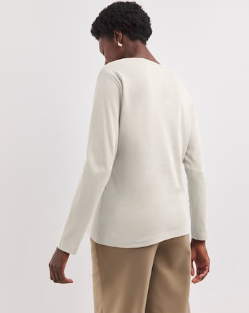 Pure Cotton Ivory Crew Neck Long Sleeve T-Shirt