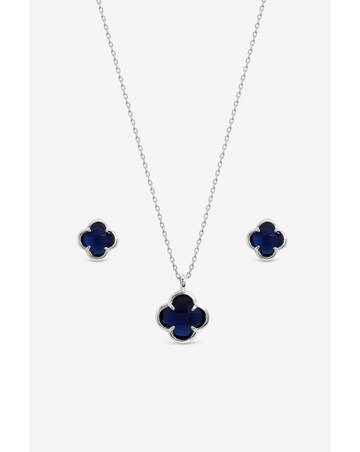 Inicio Silver Sapphire Clover Set - Gift Box