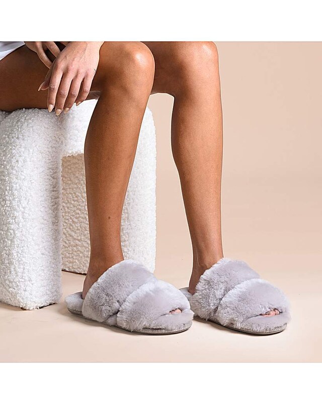 Just Sheepskin Womens Poppy Open Toe Sheepskin Slider Slippers