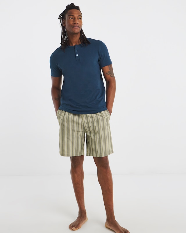 Grandad T-Shirt & Short Pyjama Set - Navy