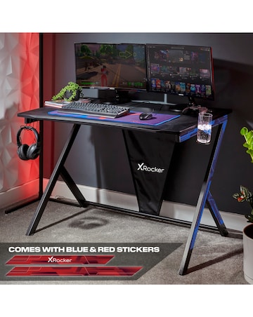 X Rocker Ocelot Gaming Desk & Saturn Junior Gaming Chair Bundle - Blue