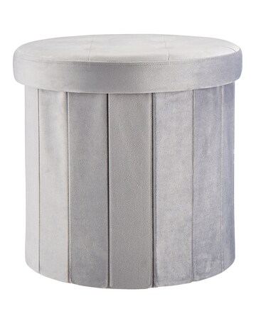 Grey Round Velvet Storage Box