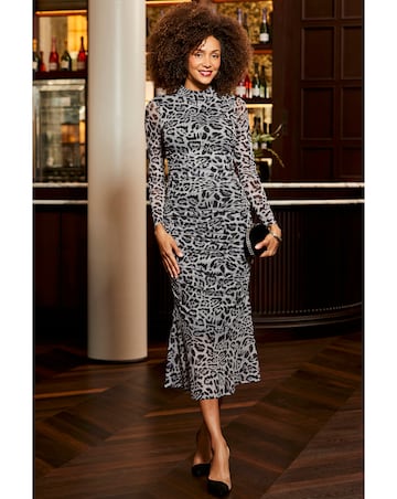 Sosandar Animal Print Fitted Dress