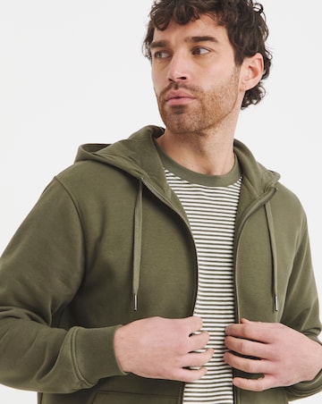 Full Zip Hooded Sweat- Khaki