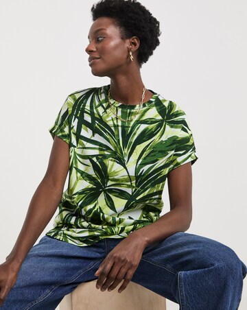 Pure Cotton Longline Short Sleeve Curved Hem Top