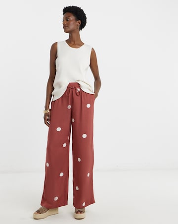 Linen Mix Wide Leg Trousers