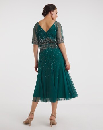 Joanna Hope Green Linear Beaded Maxi Dress