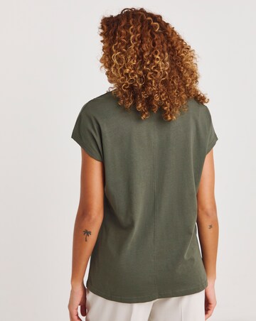Khaki V Neck Short Sleeve T-Shirt