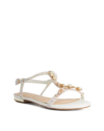 Dune Nature Embellished Flat Sandals - Wide Fit (E)