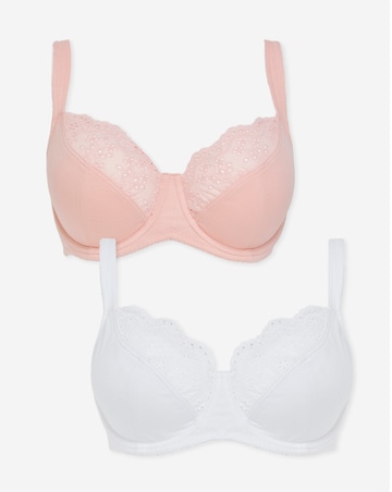 Pretty Secrets (2 Pack) New Jane Full Cup Wired Bras (D-K) Blush/White