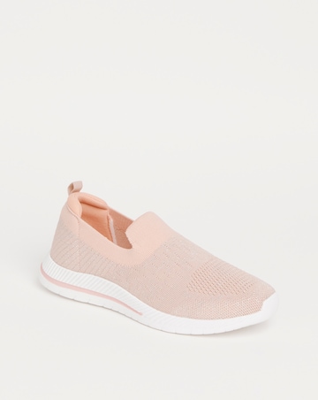 Cushion Walk Glitter Pink Slip On Trainers- Wide Fit (E)