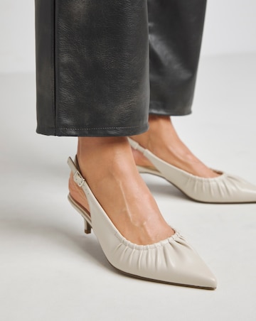 Tilda Ruched Front Kitten Heel Slingback Shoes - Wide Fit (E)