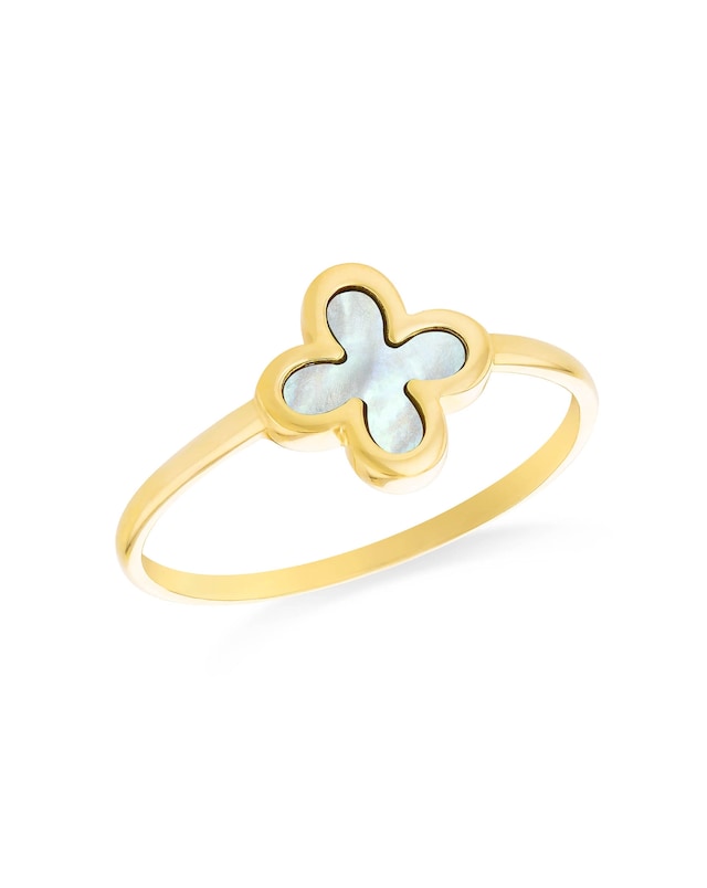 9ct Yellow Gold Clover MOP Ring