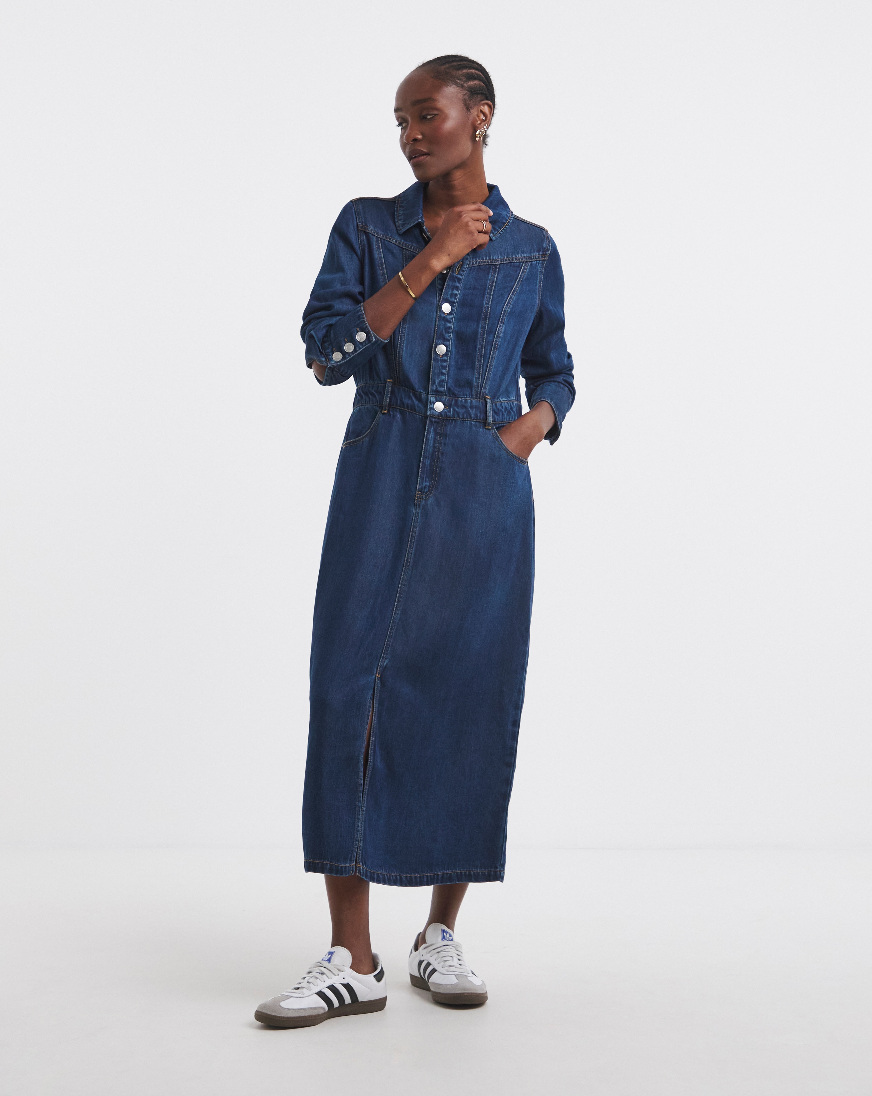 Mid Wash Denim Midaxi Picnic Dress | JD Williams