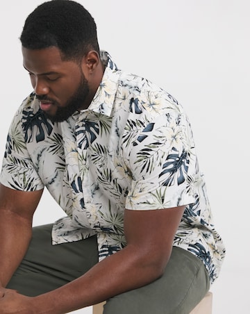 Jack & Jones Hawaii Print Shirt - White/Blue