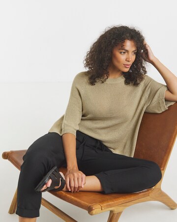 Simply Be Black Easy Care Linen Mix Tapered Trouser