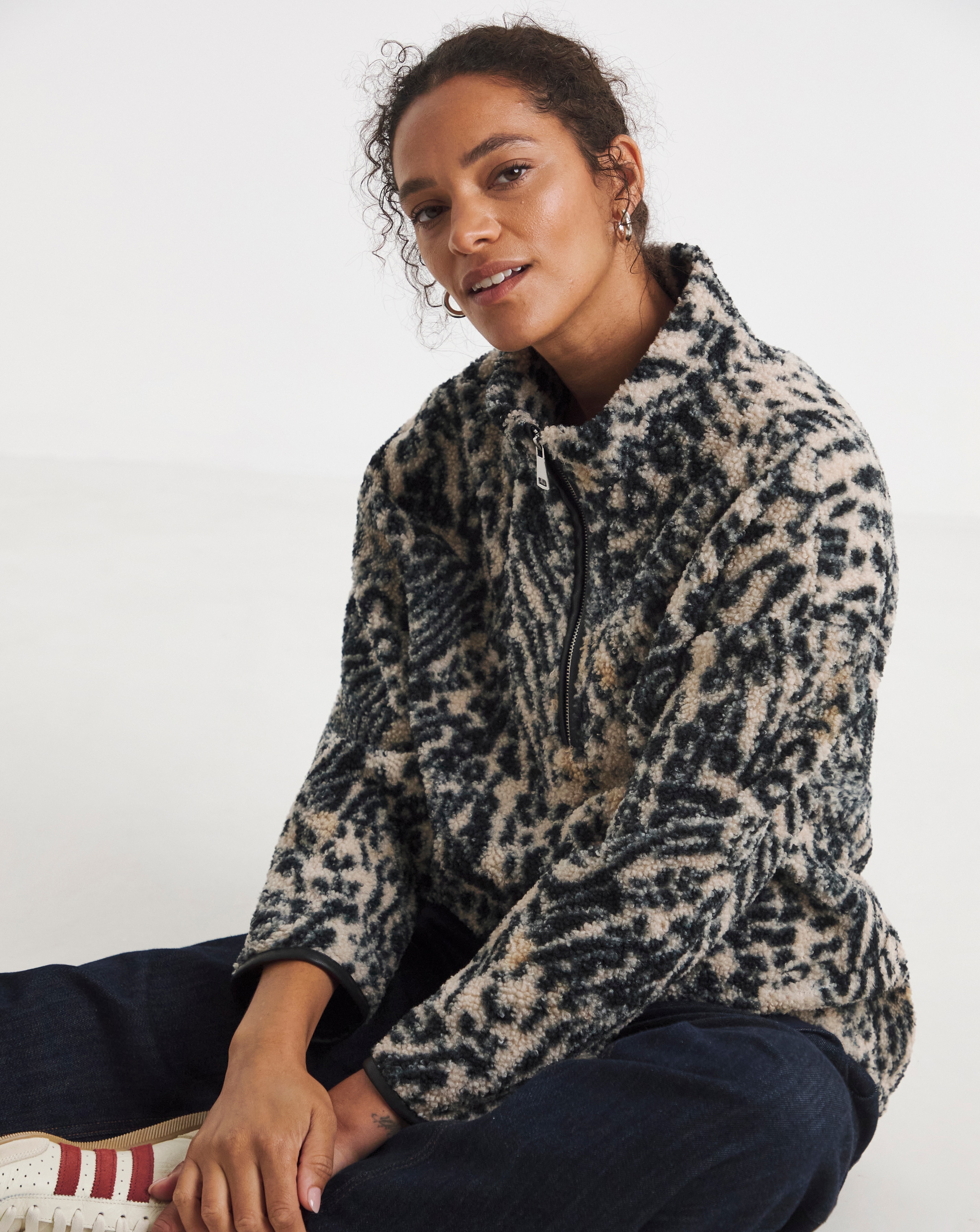 Borg Longline Quarter Zip | JD Williams