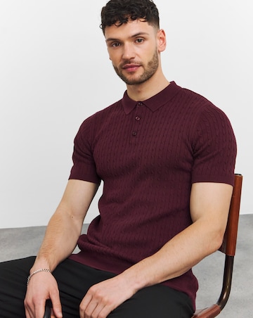 Burgundy Cable Knitted Polo