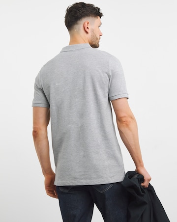 Pure Cotton Marl Pique Polo Long Length- Charcoal