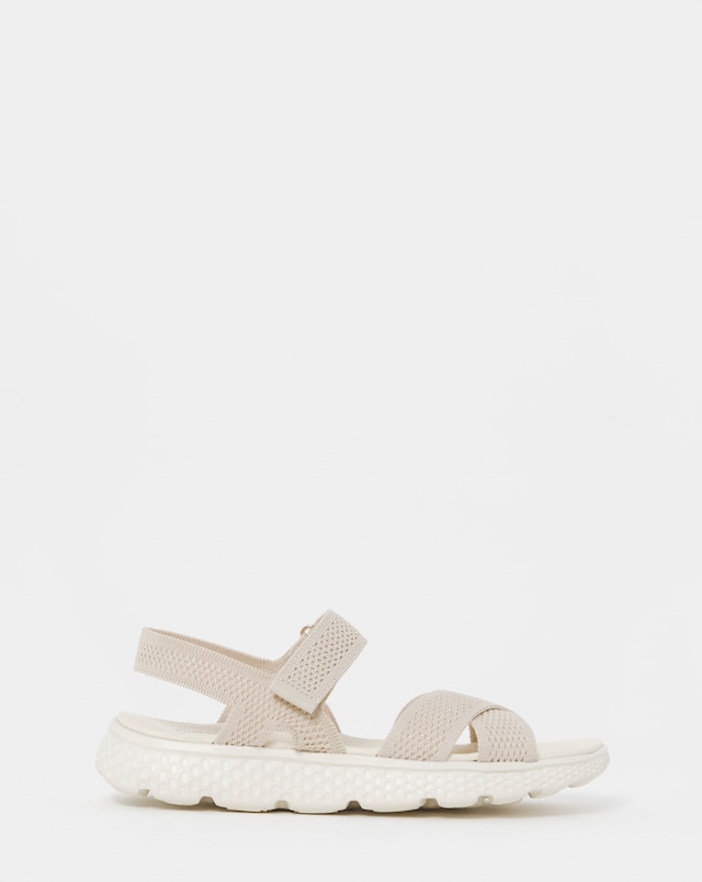Cushion Walk Beige Knit Strappy Sandals - Extra Wide Fit (EEE)