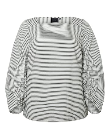 I.Scenery Stripe Cotton Blouse